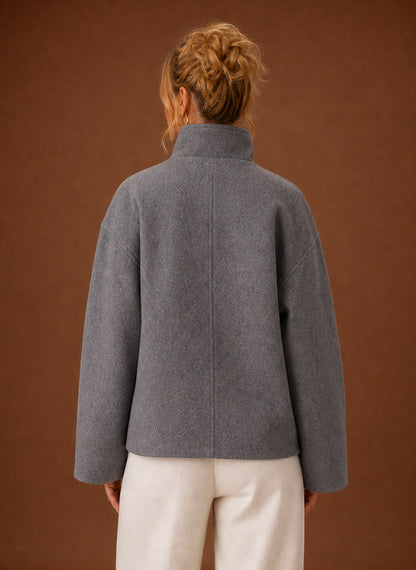 Double Breasted High Neck Button Jacket