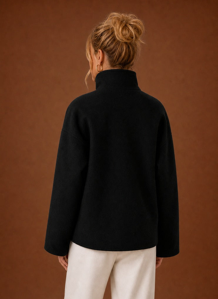 Double Breasted High Neck Button Jacket