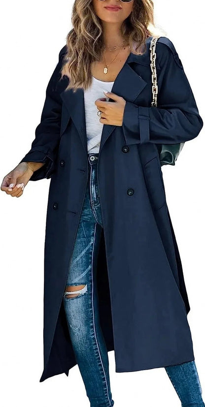 Double Breasted Long Trench Coat