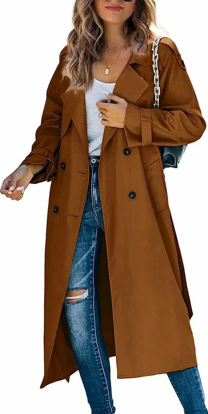 Double Breasted Long Trench Coat