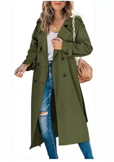 Double Breasted Long Trench Coat