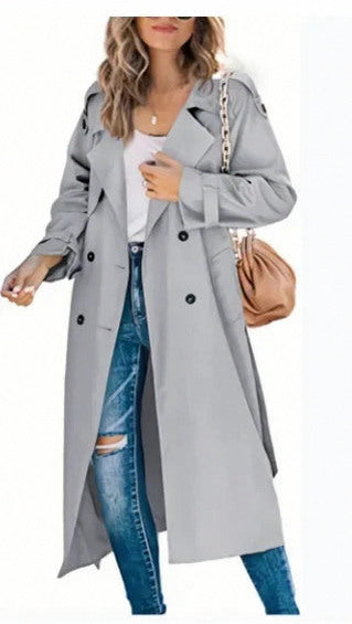 Double Breasted Long Trench Coat