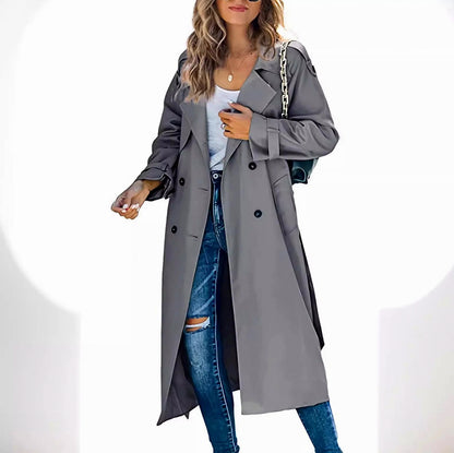 Double Breasted Long Trench Coat