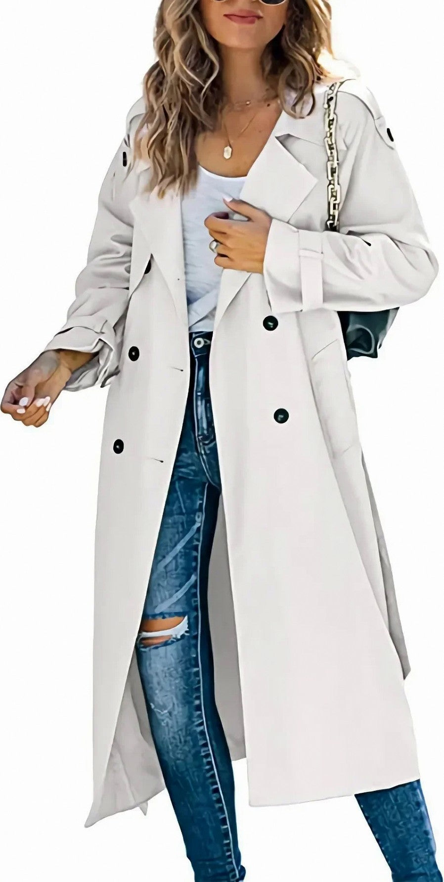 Double Breasted Long Trench Coat