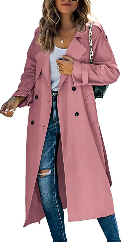 Double Breasted Long Trench Coat