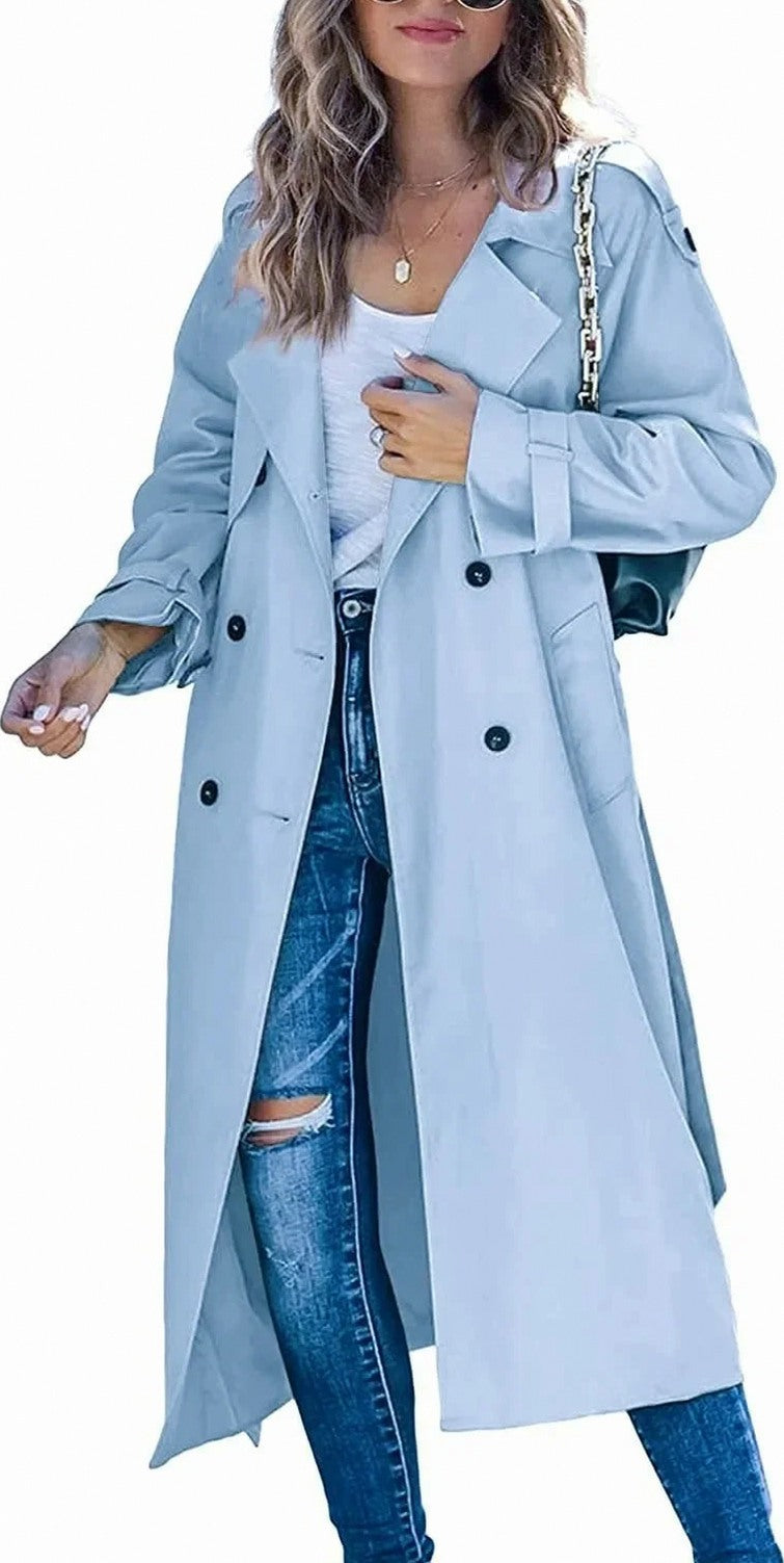 Double Breasted Long Trench Coat