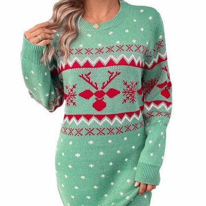 Fair Isle Long Sleeve Sweater Dress