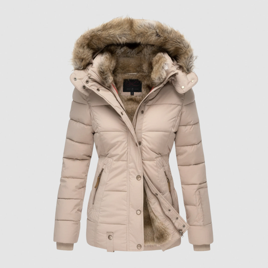Faux Fur Trim Hooded Puffer Jacket