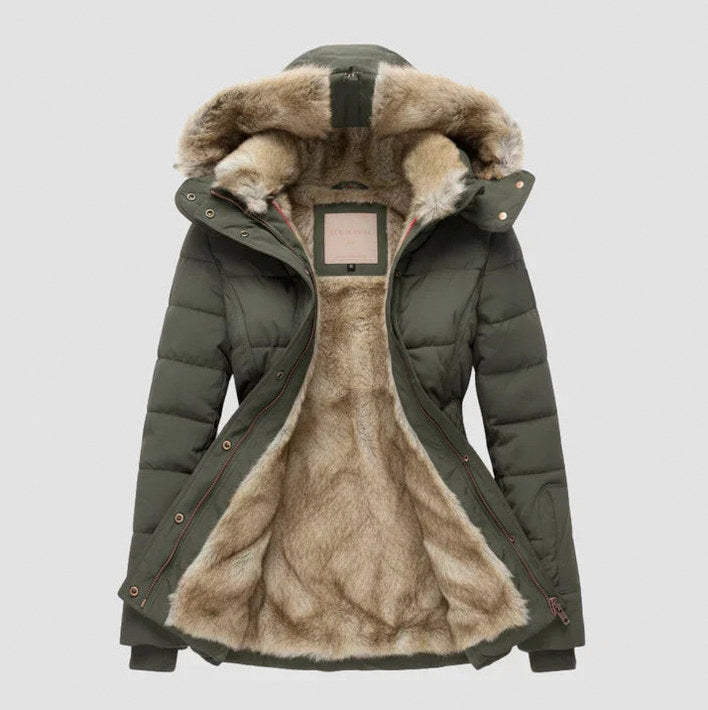 Faux Fur Trim Hooded Puffer Jacket