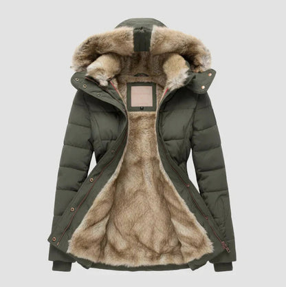 Faux Fur Trim Hooded Puffer Jacket