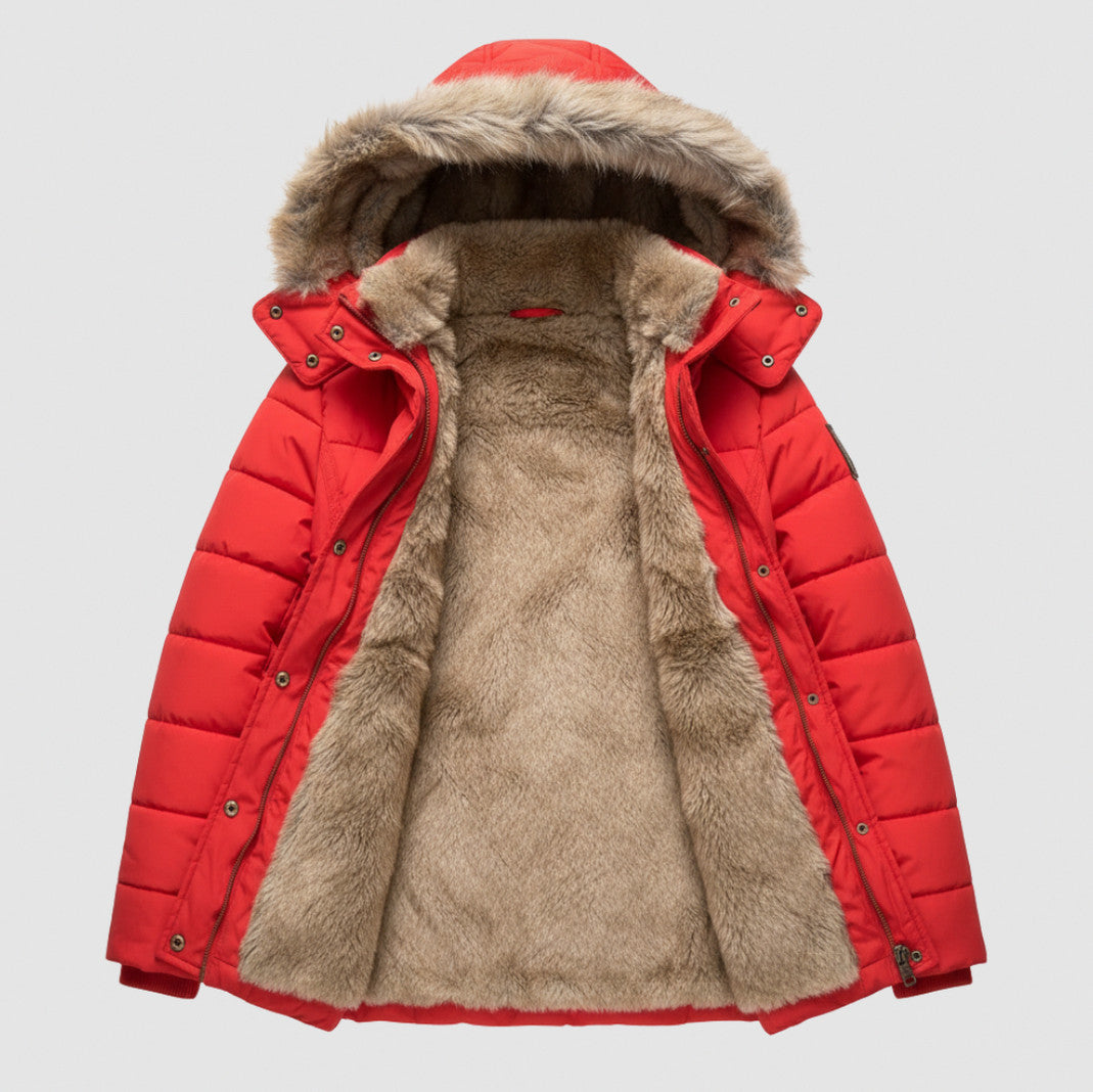 Faux Fur Trim Hooded Puffer Jacket