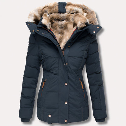 Faux Fur Trim Hooded Puffer Jacket