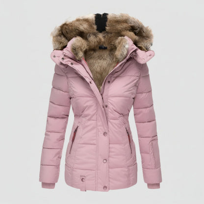 Faux Fur Trim Hooded Puffer Jacket