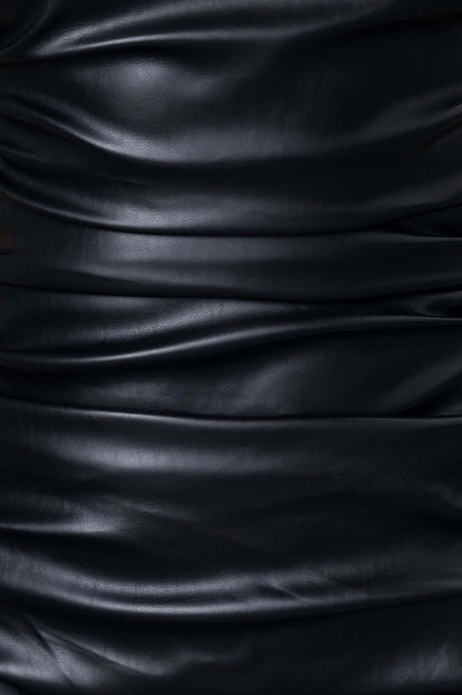 Faux Leather Halter Mini Dress