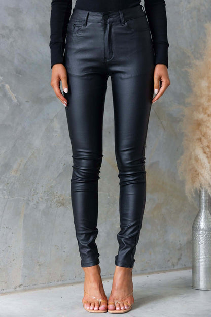 Faux Leather High Rise Skinny Pants