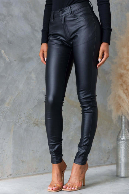 Faux Leather High Rise Skinny Pants