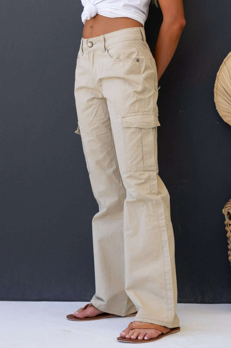 Flap Pocket Wide Leg Pants