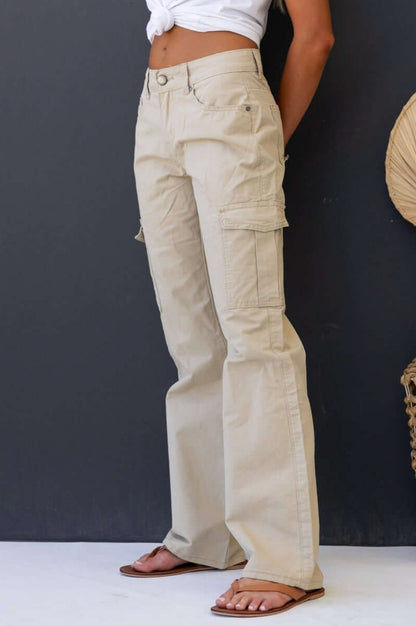 Flap Pocket Wide Leg Pants