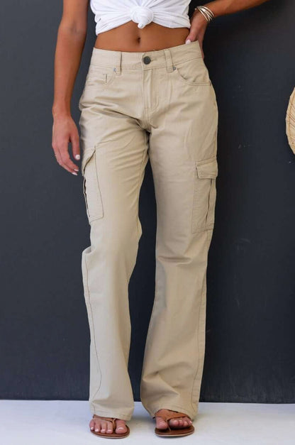 Flap Pocket Wide Leg Pants