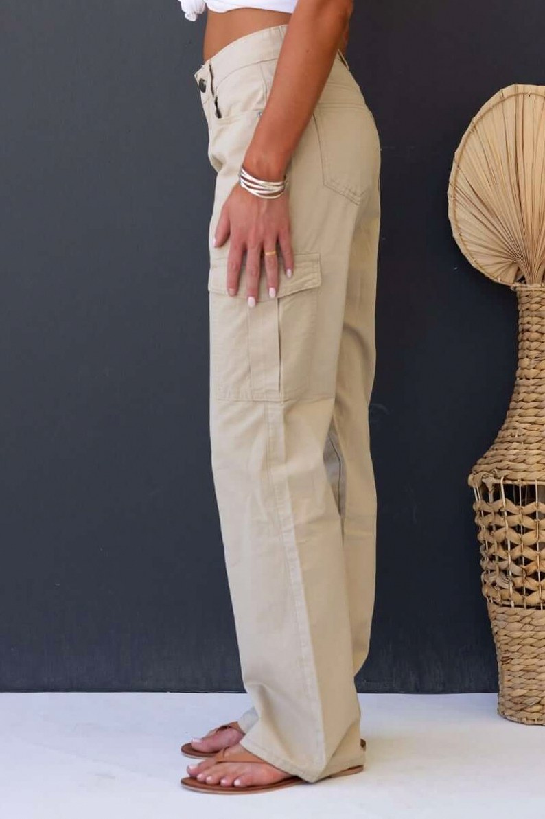 Flap Pocket Wide Leg Pants