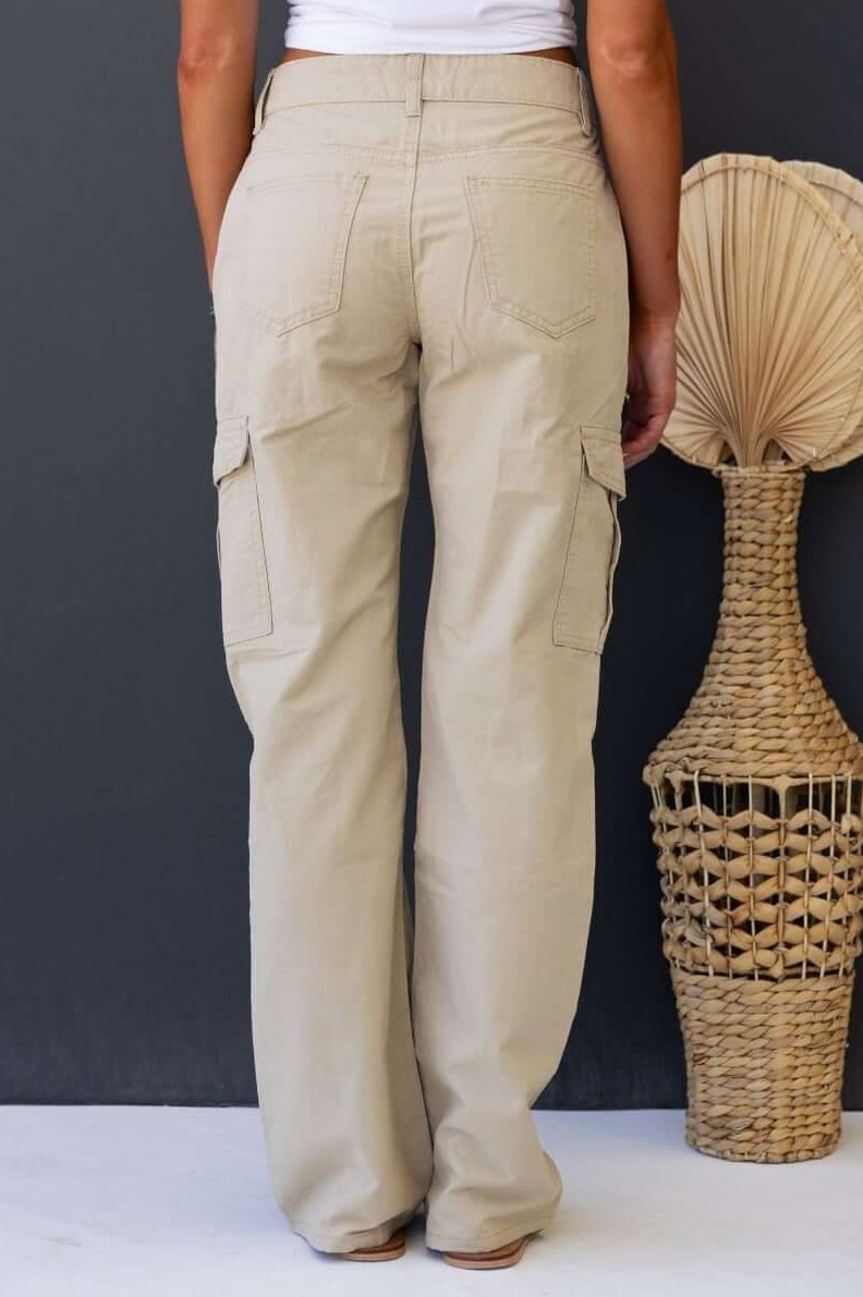 Flap Pocket Wide Leg Pants