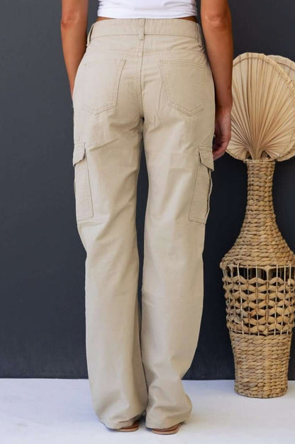 Flap Pocket Wide Leg Pants
