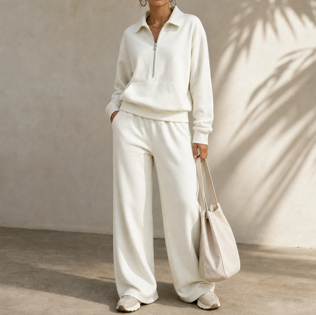 Fleece Half Zip Long Sleeve Sweatsuit Set