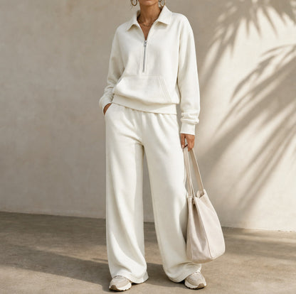 Fleece Half Zip Long Sleeve Sweatsuit Set