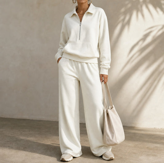 Fleece Half Zip Long Sleeve Sweatsuit Set