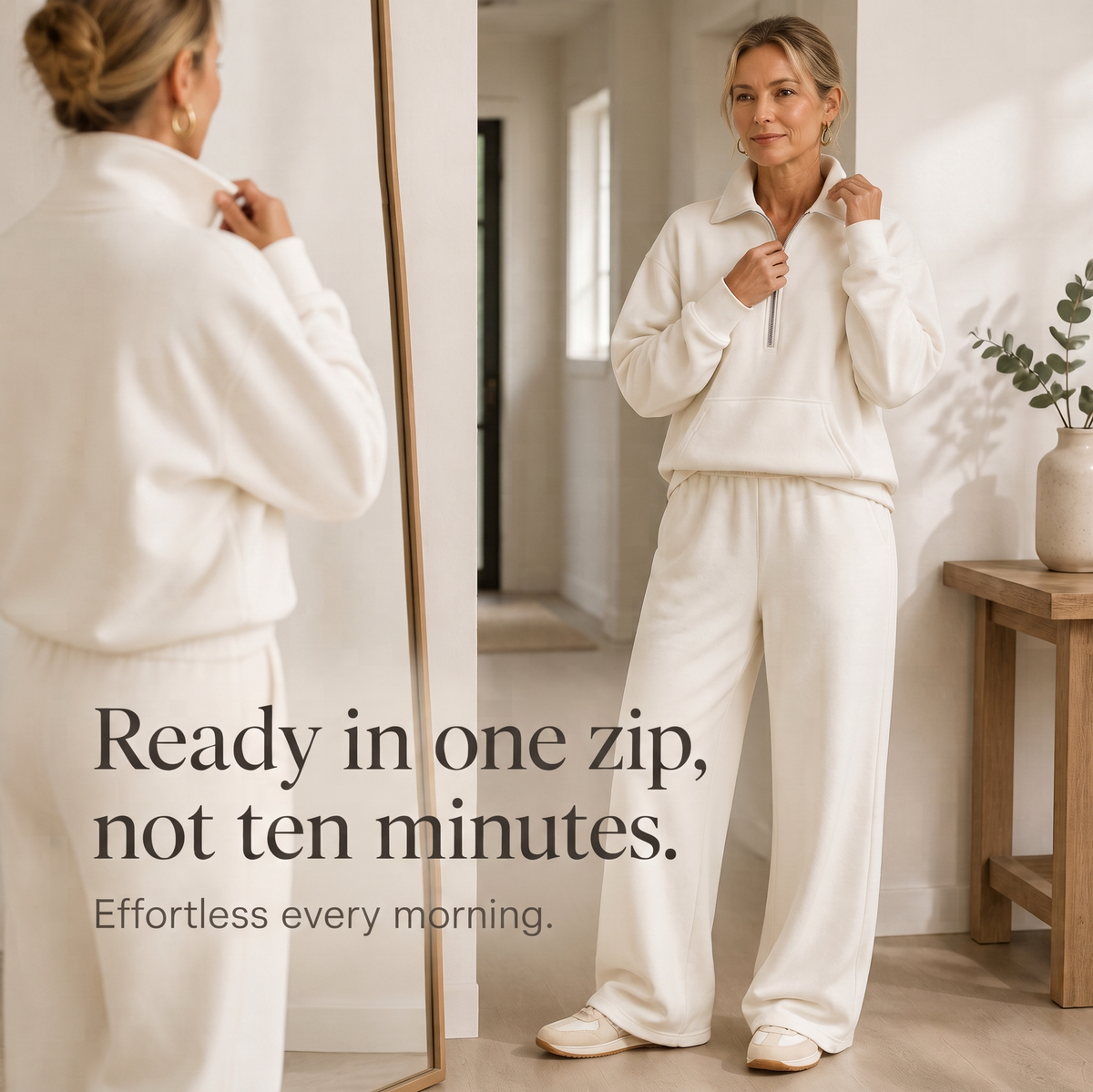 Fleece Half Zip Long Sleeve Sweatsuit Set
