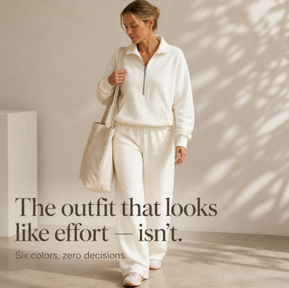 Fleece Half Zip Long Sleeve Sweatsuit Set