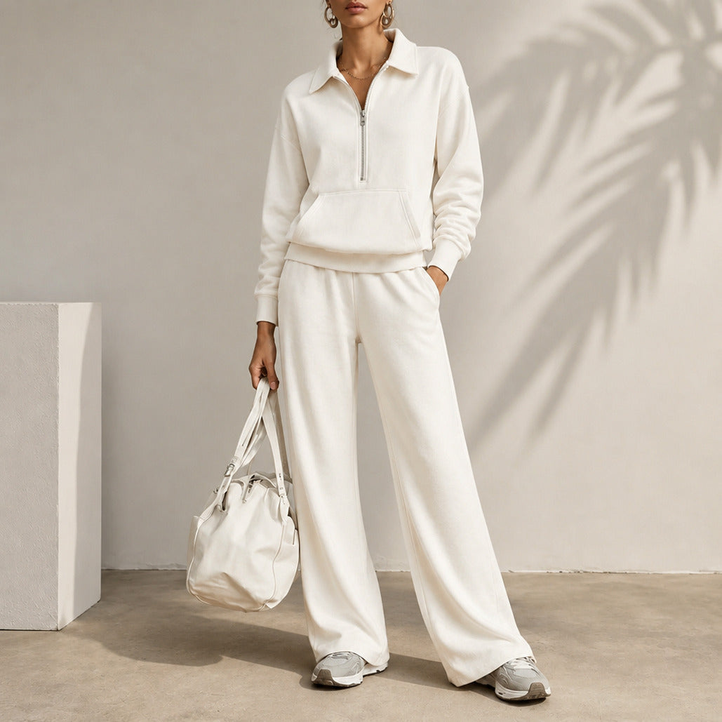 Fleece Half Zip Long Sleeve Sweatsuit Set