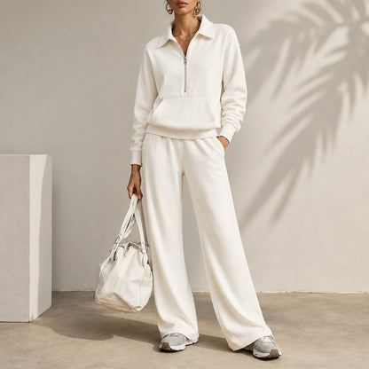 Fleece Half Zip Long Sleeve Sweatsuit Set