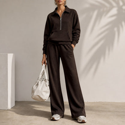Fleece Half Zip Long Sleeve Sweatsuit Set