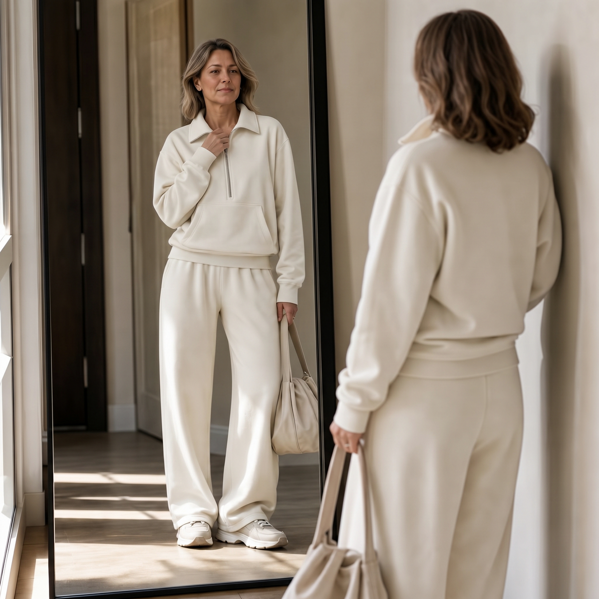 Fleece Half Zip Long Sleeve Sweatsuit Set