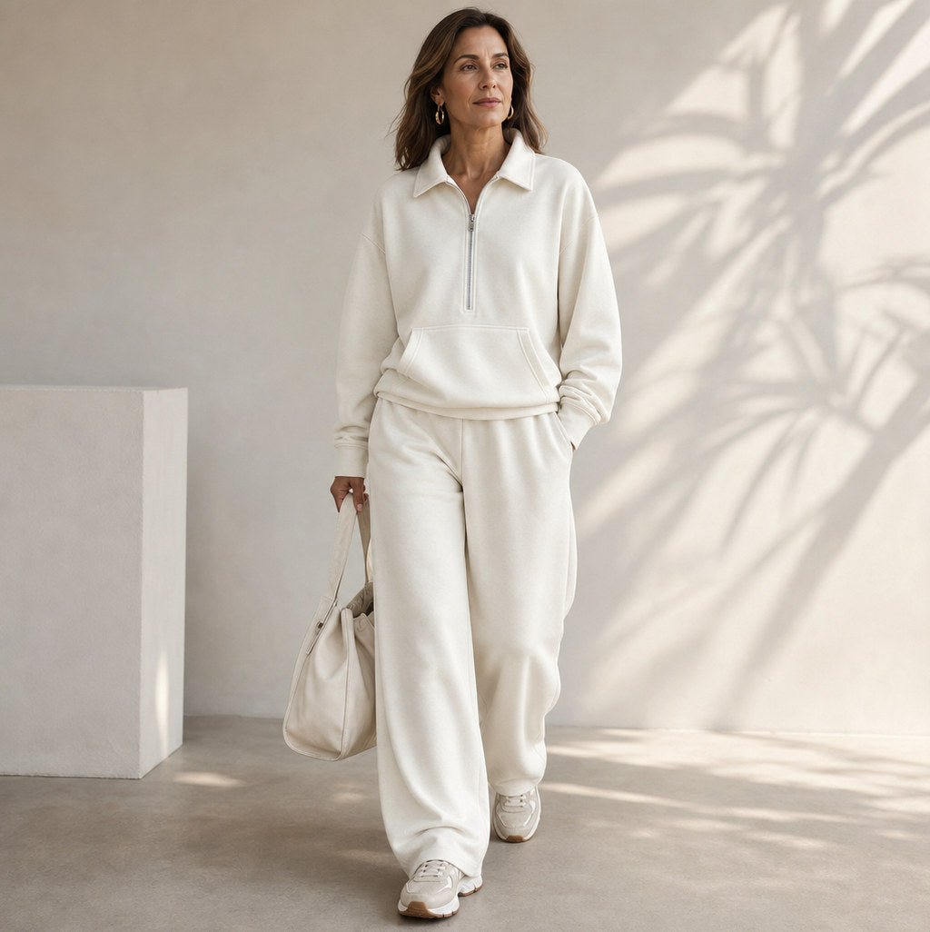 Fleece Half Zip Long Sleeve Sweatsuit Set