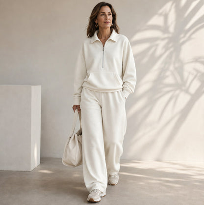 Fleece Half Zip Long Sleeve Sweatsuit Set