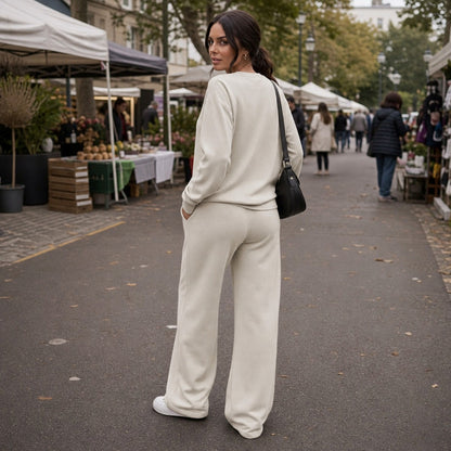 Fleece Henley Wide Leg Two Piece Set
