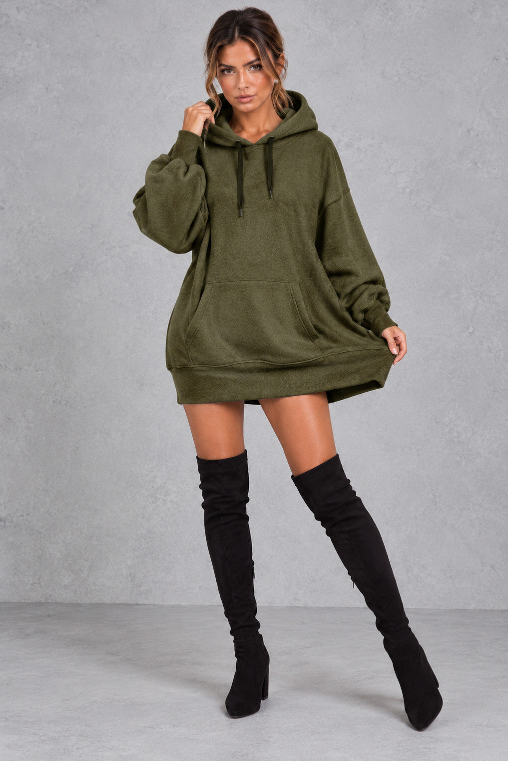 Fleece Oversized Long Sleeve Mini Dress