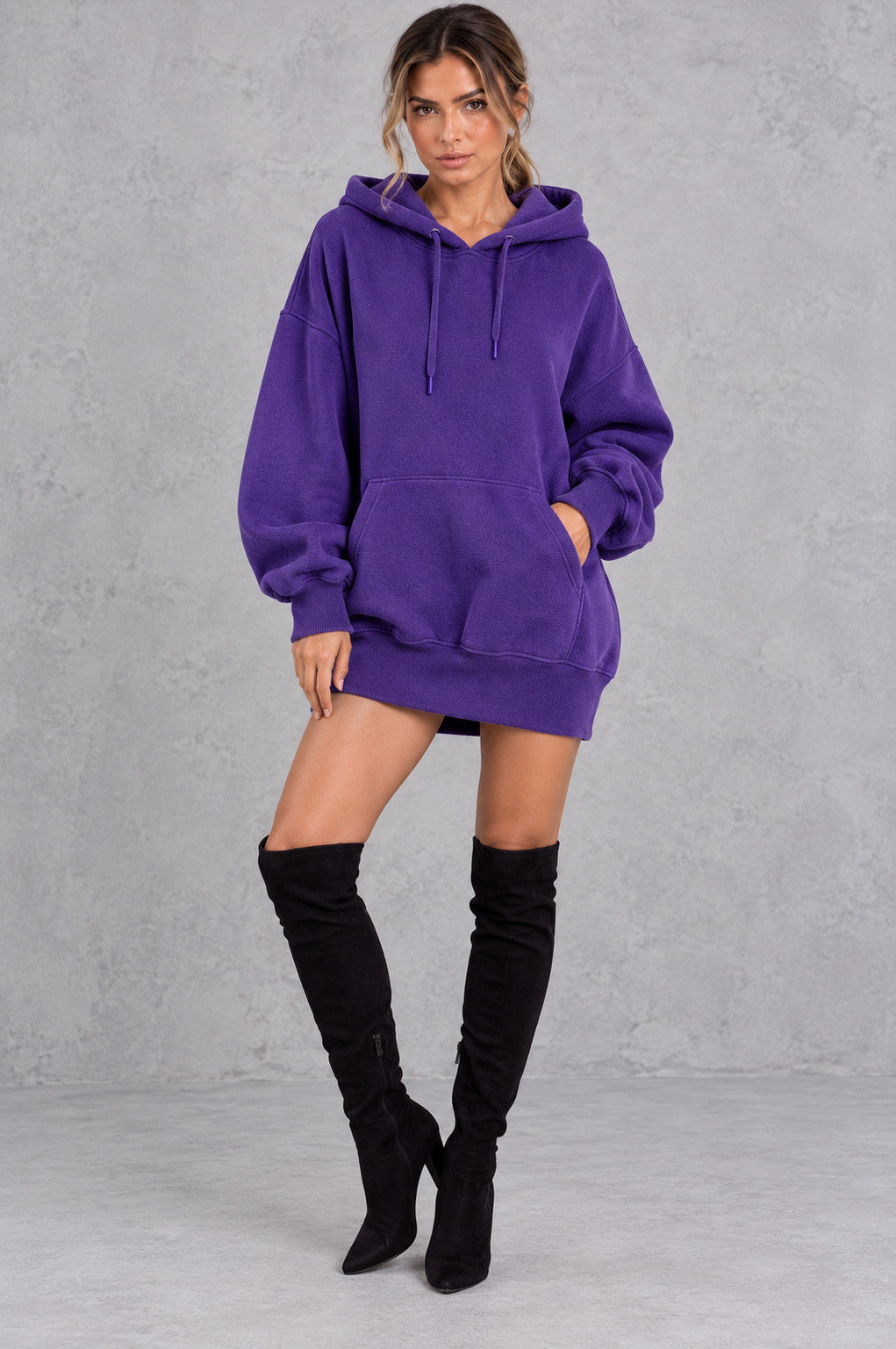 Fleece Oversized Long Sleeve Mini Dress