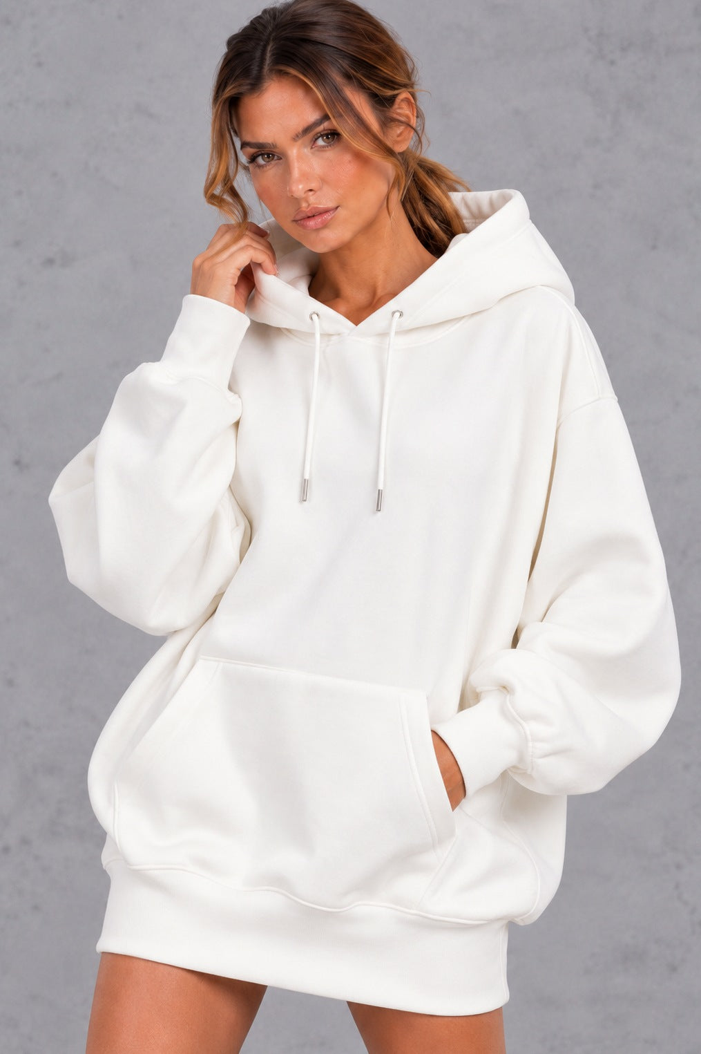 Fleece Oversized Long Sleeve Mini Dress