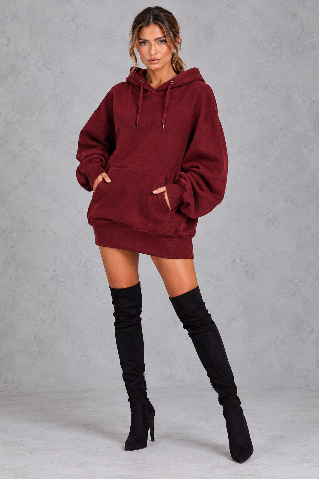 Fleece Oversized Long Sleeve Mini Dress