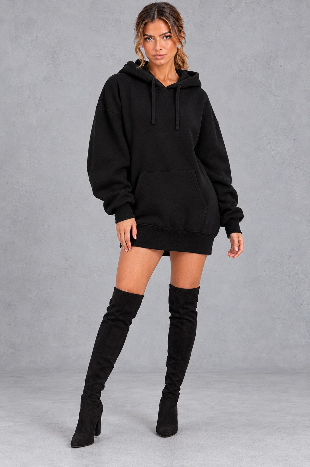 Fleece Oversized Long Sleeve Mini Dress