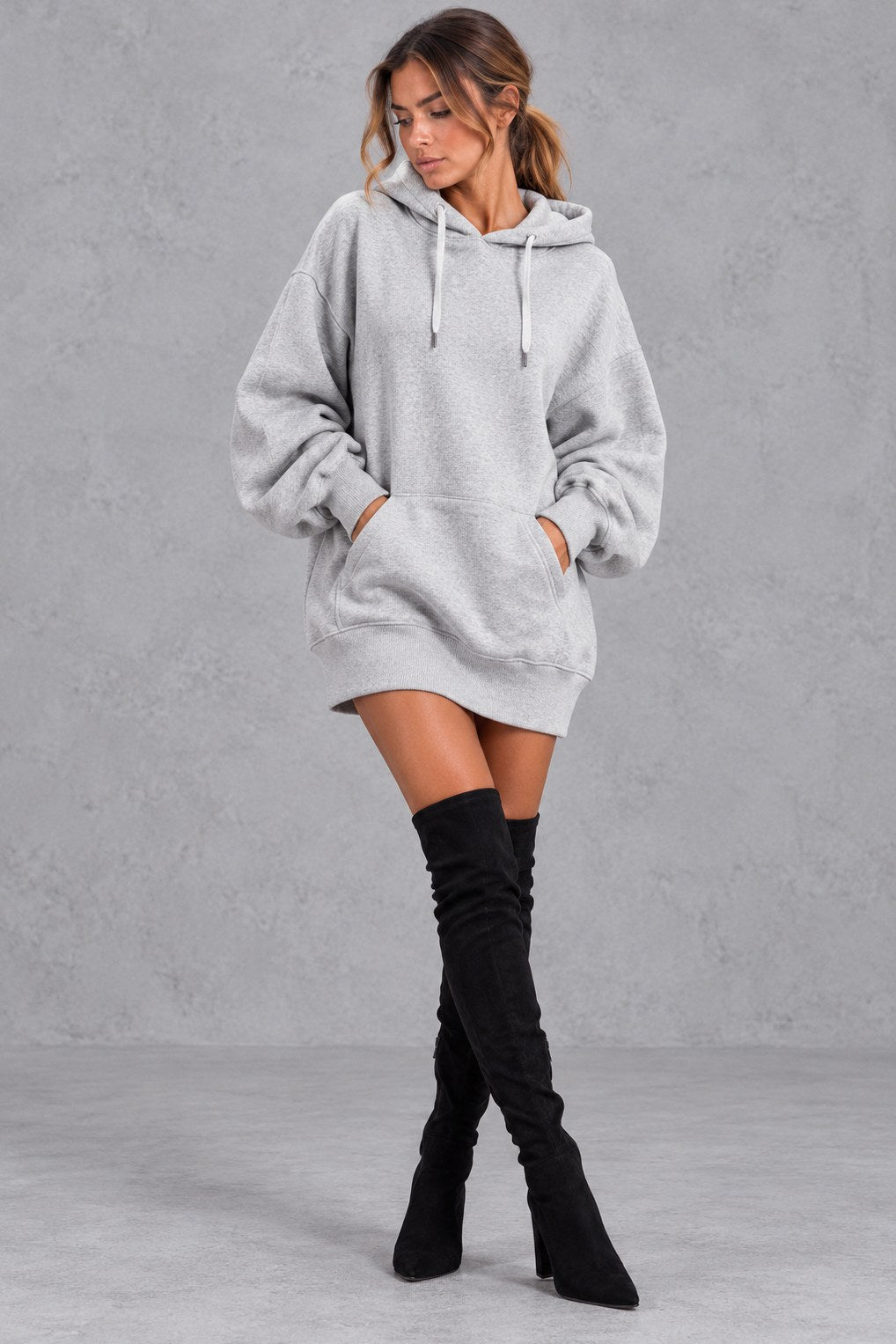 Fleece Oversized Long Sleeve Mini Dress