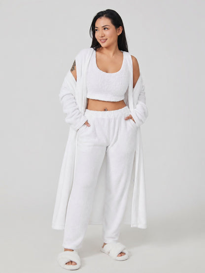 Fleece Robe and Pants Loungewear Set
