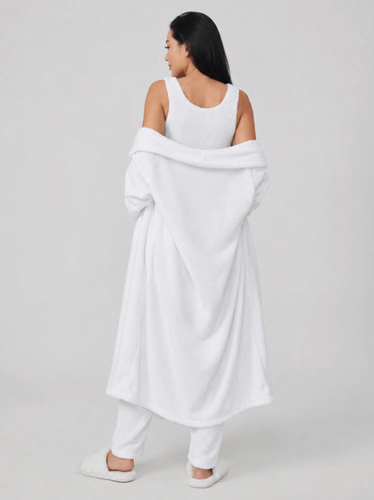 Fleece Robe and Pants Loungewear Set