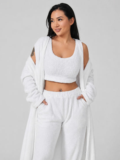 Fleece Robe and Pants Loungewear Set