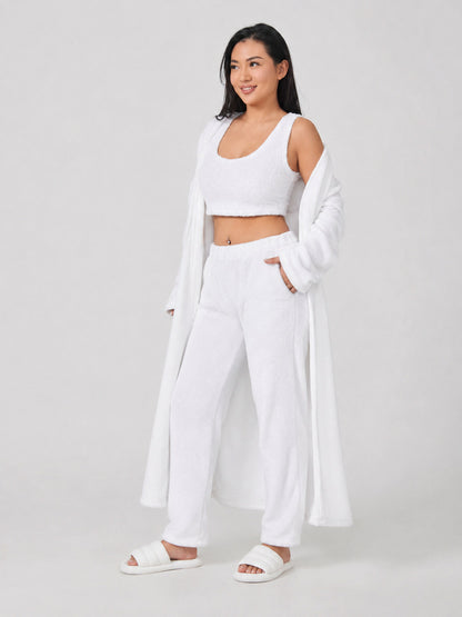 Fleece Robe and Pants Loungewear Set