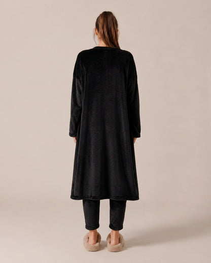 Fleece Robe and Pants Loungewear Set