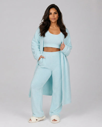 Fleece Robe and Pants Loungewear Set